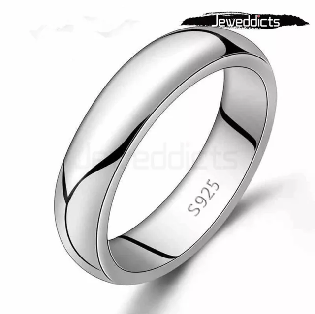 Ring Plain Band Classic Sterling Silver Plated Wedding Engagement for Men Women