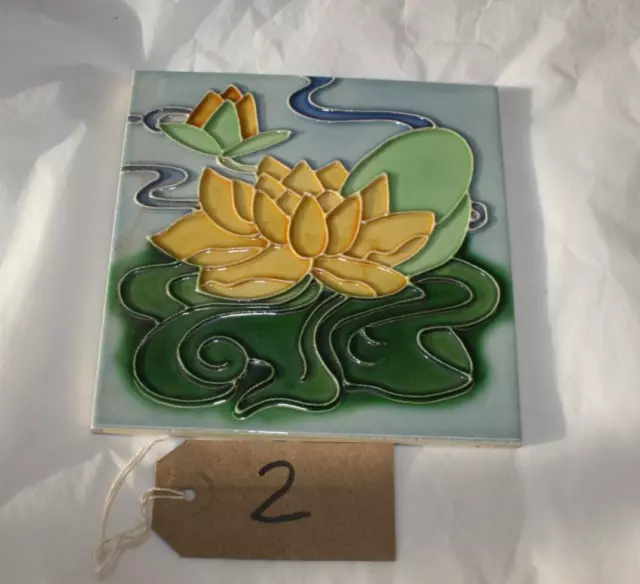 Ceramic Tile  Lilly Pad Design Fireplace Wall Trivet Antique Style Tiles ref 02