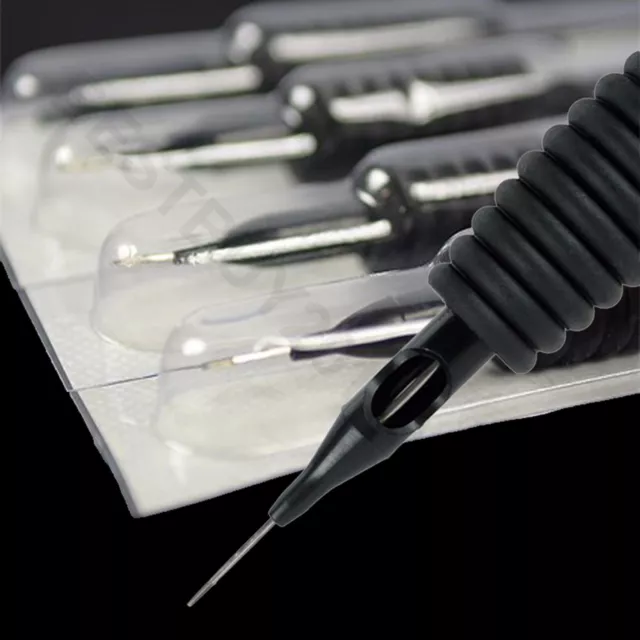 20 piezas aguja y tubo desechables para tatuaje 3/4 agarre con punta RL/RS/F/M1/M2/RM