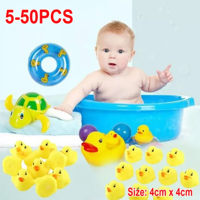 5-50PCS Yellow Rubber Ducks Squeaky Bath Toys Water Play Toddler Ducks Toys