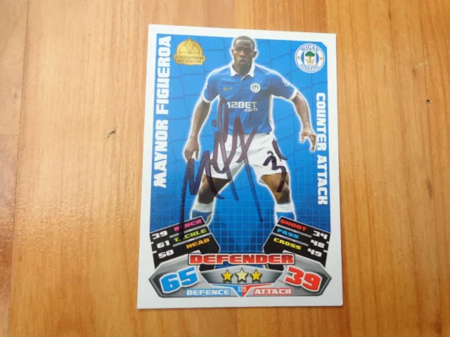 Genuine Hand Signed Maynor Figueroa Wigan Athletic Fc Match Attax 2011-2012 Card