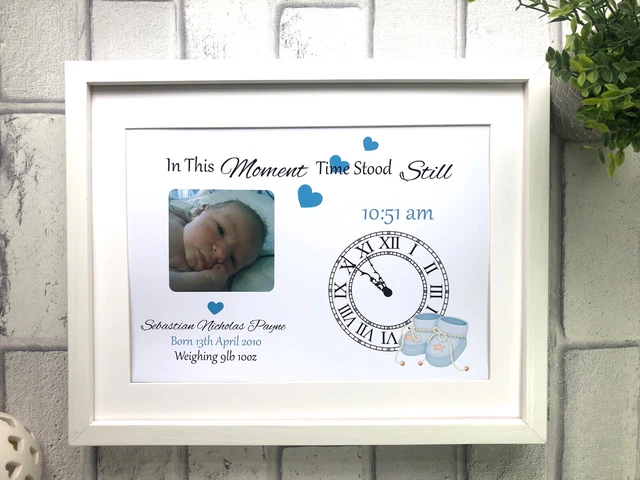Personalisierter Geburtstag Baby Junge Foto A4 Druck in diesem Moment stand still