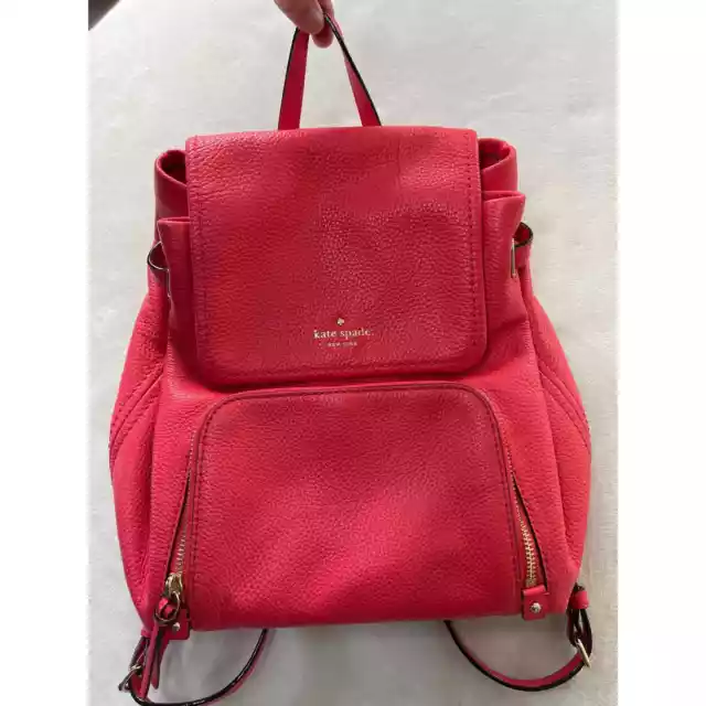 Kate Spade New York Cobble Hill Charley Crab Red Leather Zip Backpack 3