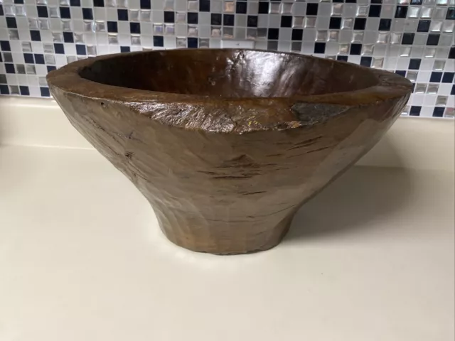 Antique Native American burl bowl primitive hand carved Large Heavy
