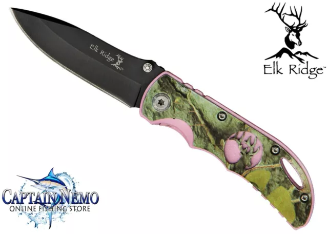 Elk Ridge Green Camouflage Linerlock Folding Pocket Knife Hunting Knife Er134Ca