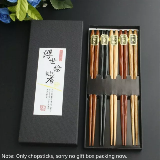 5 Pairs/set Handmade Wooden Chopsticks Classic Japanese Chestnut Wood Chopsticks