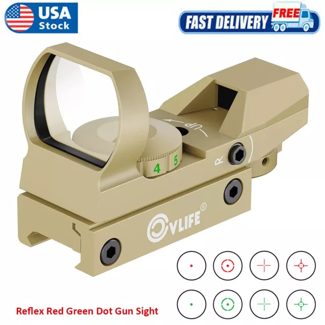 CVLIFE 1X22X33 Red And Green Dot Gun Sight Scope Reflex Sight Fits For 20mm Rail