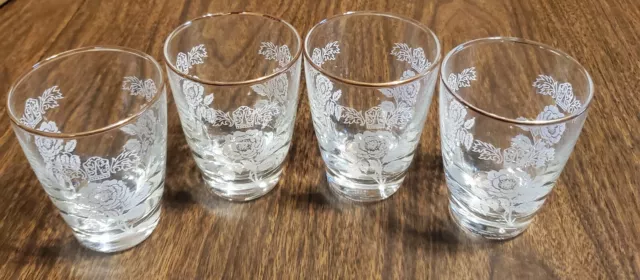 RARE Queen Esther Pattern Libbey Glassware Set Of 4 Juice Or Cocktail Glasses