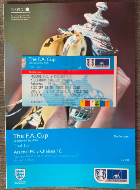 2002 FA Cup Final Arsenal v Chelsea Programme & Ticket Stub Bundle