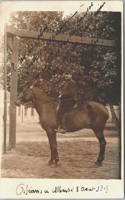 Military World War I Soldier on a Horse Vintage RPPC B117