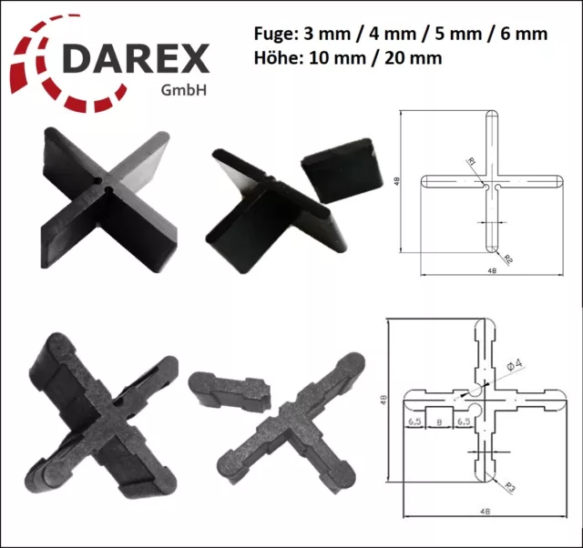 Fugenkreuze 3-4-5-6 mm / 10-20 mm für Terrassenplatten Bodenplatten Fliesenkreuz