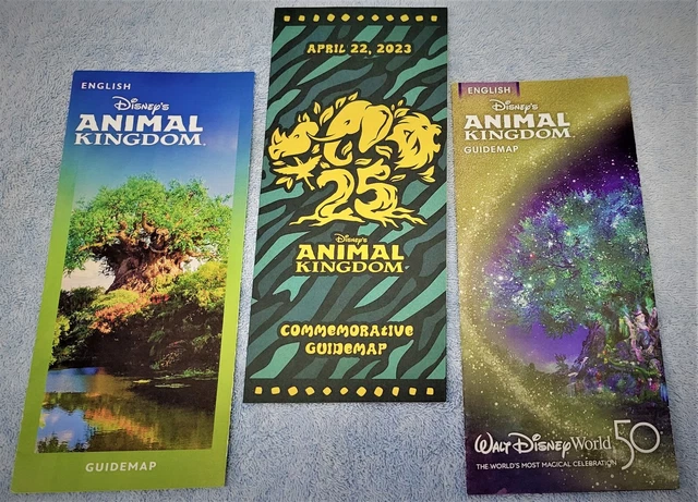 DISNEY ANIMAL KINGDOM 25th Anniversary Dated Commemorative Guide Map 4 ...