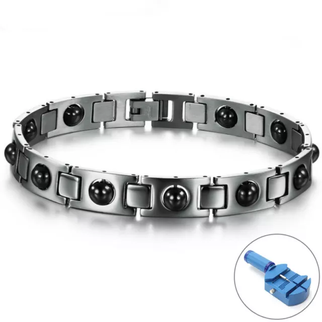 Men's Stainless Steel Magnetic Therapy Health Bracelet Pain Relief Arthritis New