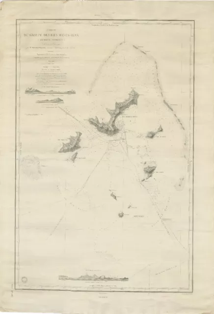 Large Chart of the Gambier Islands, Tuamotu Archipelago, French Polynesia