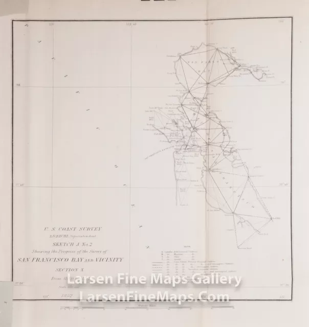 1852 USCS Coast Survey Chart San Francisco Bay and Vicinity San Pablo California