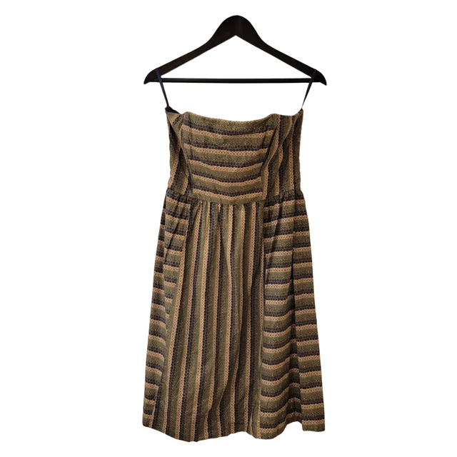Anthropologie Maple Chloroform Strapless Dress Green Blue Tan Size 10
