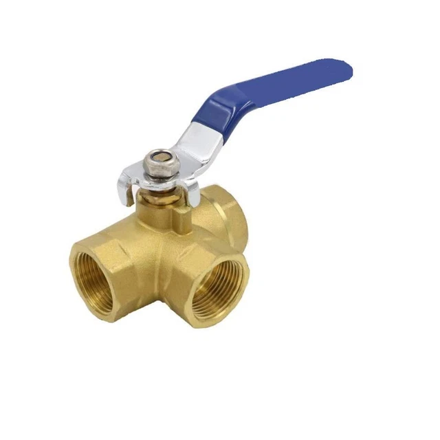 1/4&quote; 3-Way (L-Port) NPT Female Brass Ball Valve with Seal Tape