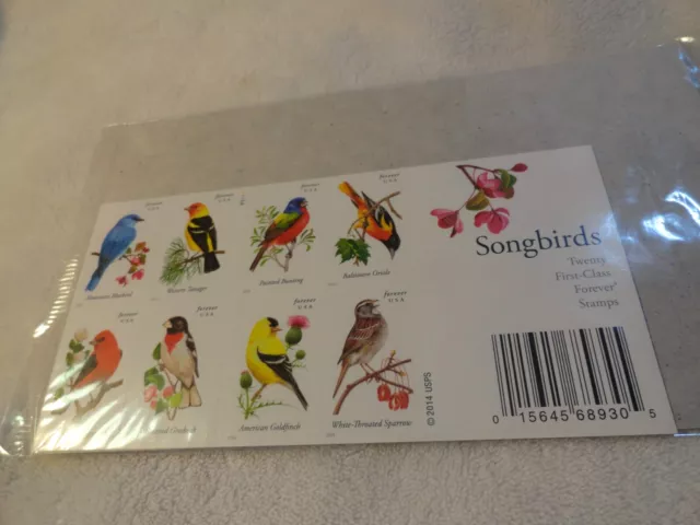 New Sealed Package 20 1st Class Forever Songbirds Stamps