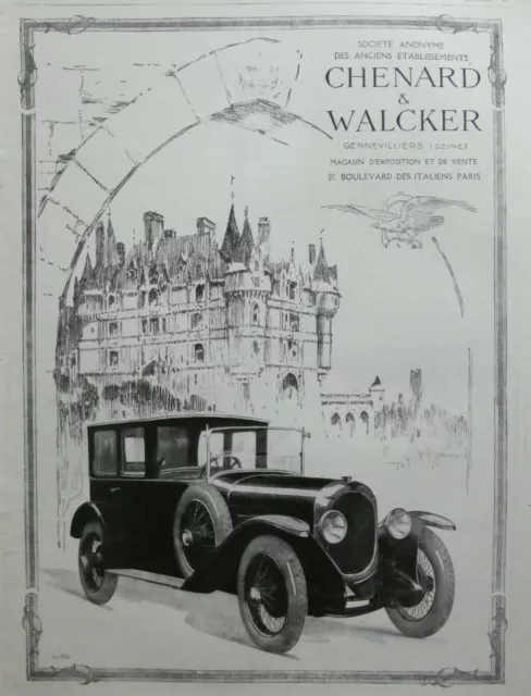 Publicité De Presse 1925 Automobiles Chenard & Walcker