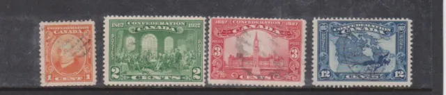 (F208-20) 1927 Canada part set of 4stamps 60 years of confederation 1c to12c (T)