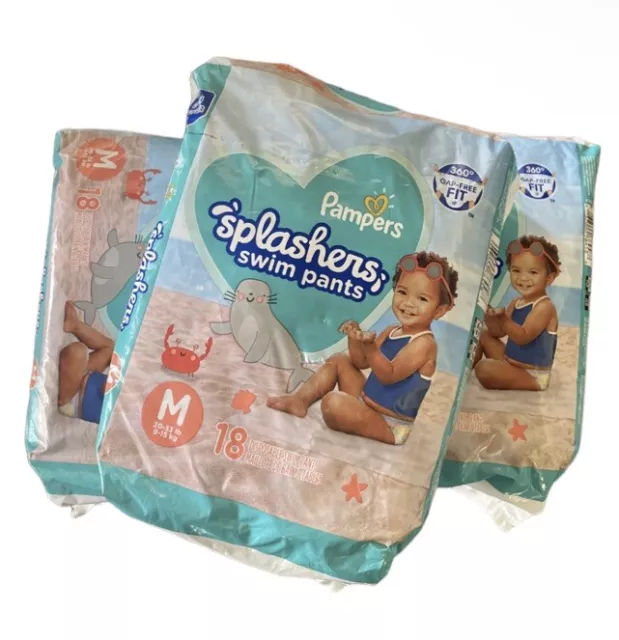 Pampers Splashers Swim 54 Diapers 3 Packs Size M (20-33lb) Free Shipping