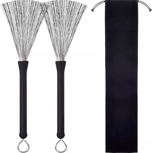 1 Pair Drum Brushes Retractable Wire Brushes Drums Drum Sticks Brush with Comfor
