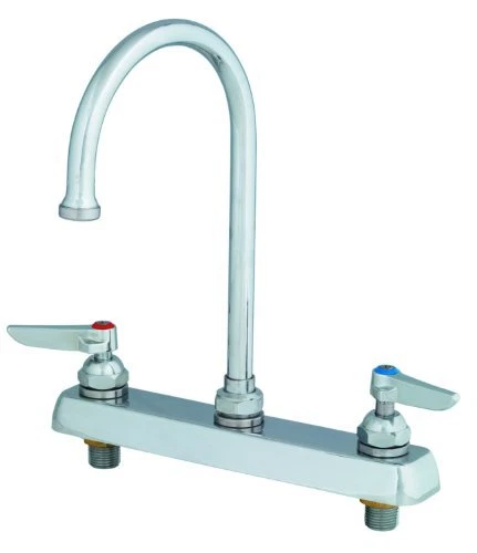 T&S Brass B-1142 Workboard Faucet Deck Mount 8-Inch Centers Swivel Gooseneck ...