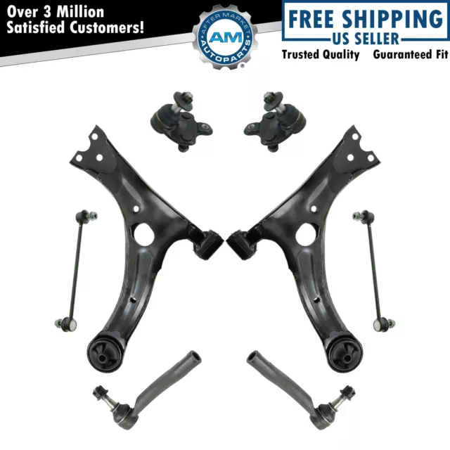 8 Piece Suspension Kit Lower Control Arms Ball Joints Sway Bar Links Tie Rods