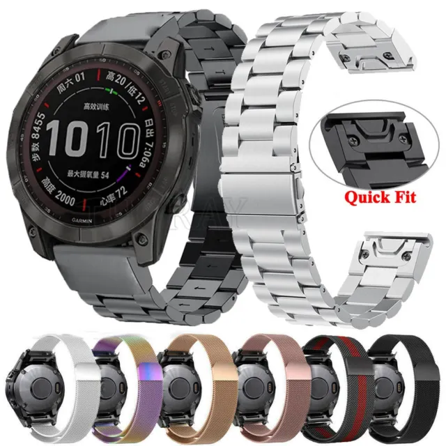 Stainless Steel Strap Band Quick Fit For Garmin Fenix 7 7X Pro 6 6x 5 5X 965 955