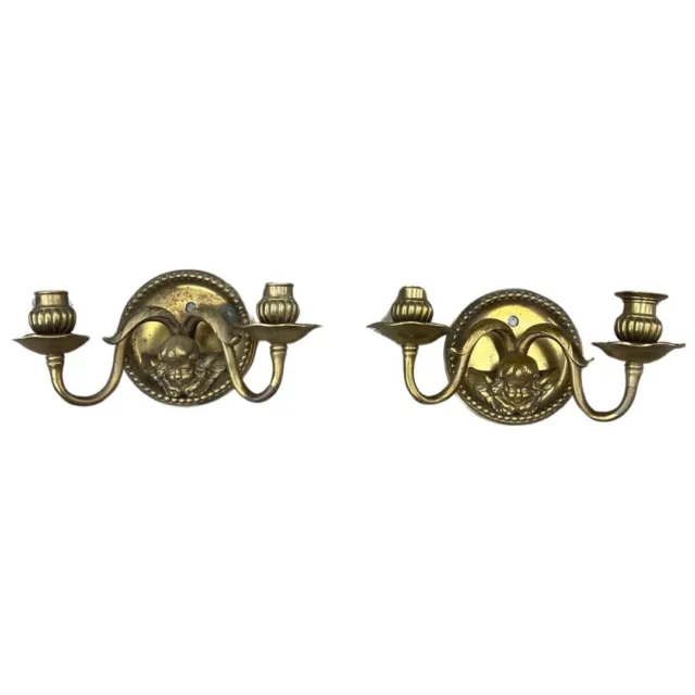 Gorgeous Antique Gilded Age Pair Of Two Arm Candle Wall Sconces