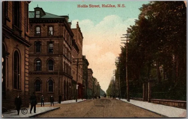 1910s HALIFAX, Nova Scotia CANADA Postcard HOLLIS STREET Downtown Scene / Unused