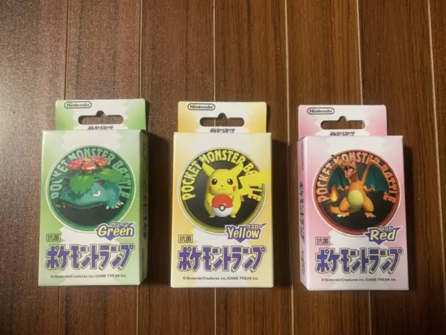 Pokemon Japanese Poker Playing Cards Deck Red Yellow Green 3Set Charizardon Seal