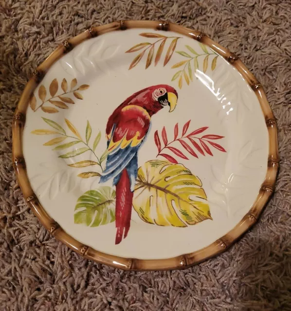 Pier 1 Cabana Red Parrot Luncheon Plate