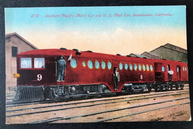 Southern Pacific Motor Car & US Mail Car Sacramento CA Vintage Postcards S39