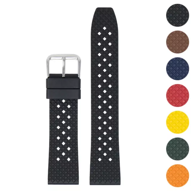 DASSARI Textured FKM Rubber Watch Band - 18mm 20mm 22mm 24mm Quick Release Strap