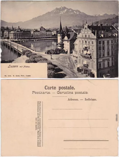 Luzern Lucerna Straße, Hotel Cyche und Totale Ansichtskarte 1913