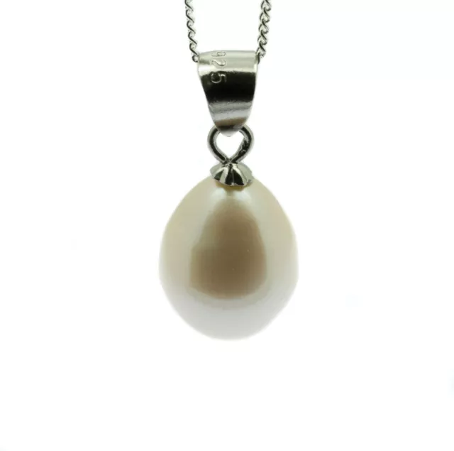 Single Pearl Pendant Necklace 9mm Cultured Freshwater Pearl Sterling Silver 2