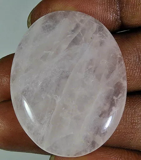 67Cts.Natural Rose Quartz Baby Pink Oval Cabochon Loose Gemstone 30X39X07MM