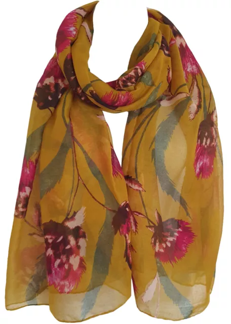 GlamLondon Thistle Print Scarf Womens Flower Fashion Floral Shawl Wrap