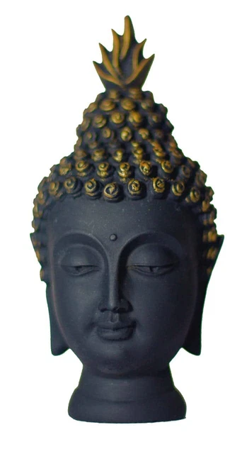 Buddha Head Face Figurine Black Statue for Home Decor(Small) | Resin Buddha Face