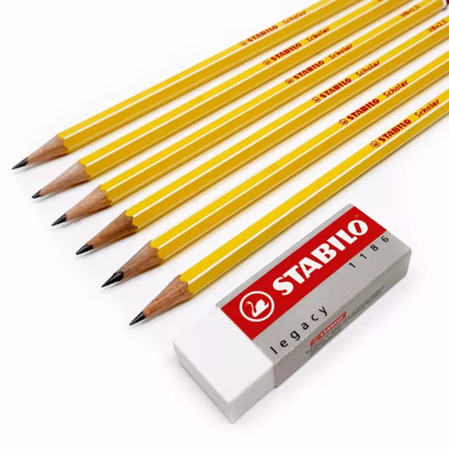 Stabilo School Set - 6 x Scholar HB Pencils + 1 Stabilo Legacy Eraser