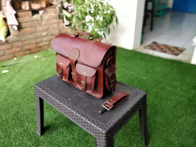 Sac à bandoulière en cuir véritable rétro vintage messager pour ordinateur portable sac à main