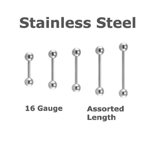 Single 16g 7/16" Straight Barbell Plain Steel Piercing Wholesale Body Jewelry