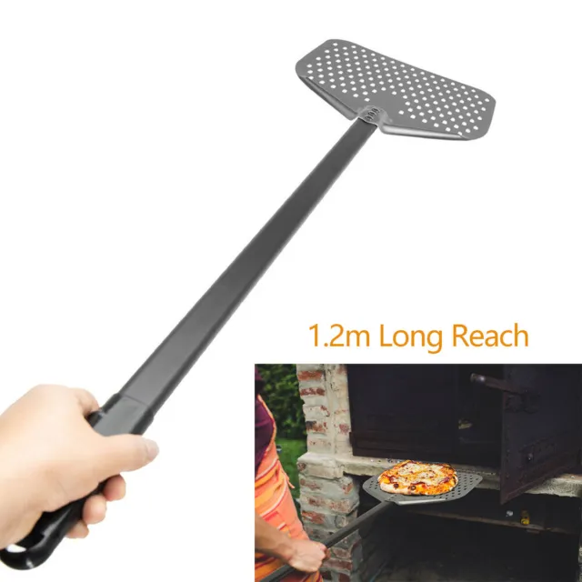 120cm Long Reach Pizza Peel Shovel Paddle Perforated Hard Anodized Aluminium NEW