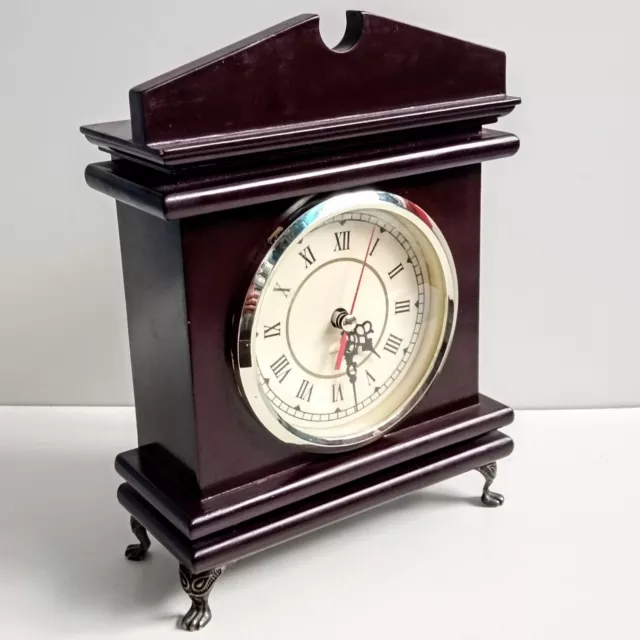 Vintage Retro Wooden Mantel Shelf Desk Clock Brown 28/20/8 CM QUARTZ