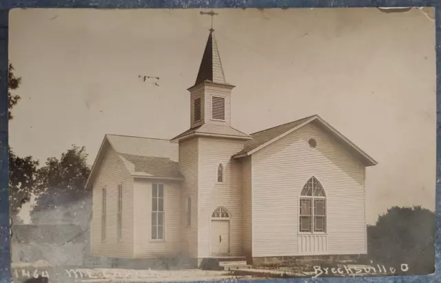 1909 Rp Postcard Rppc Brecksville Oh Ohio M E Church