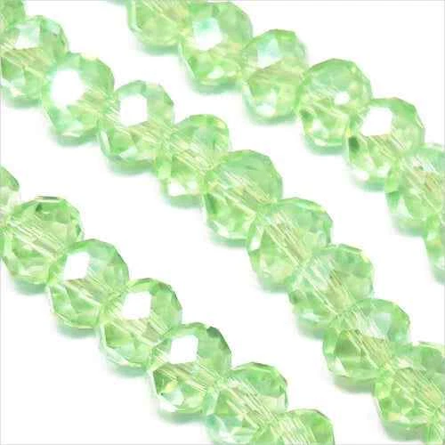 Lot de 20 Perles à Facettes Rondelles en cristal 6x4mm Vert Clair
