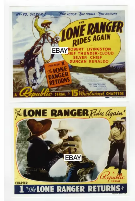 The Lone Ranger Rides Again 1939 Republic Serial Movie Photo Lot (2) Western