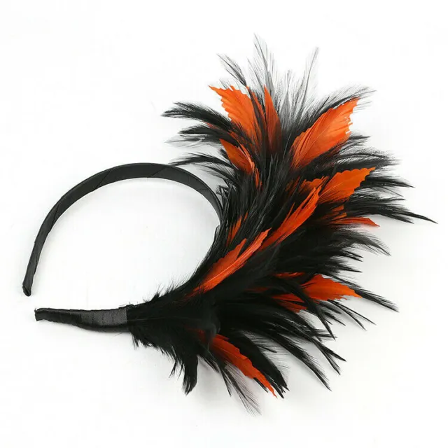 Orange & Black Feather Fascinator/Crown/Tiara On Headband, Spring Races,Wedding