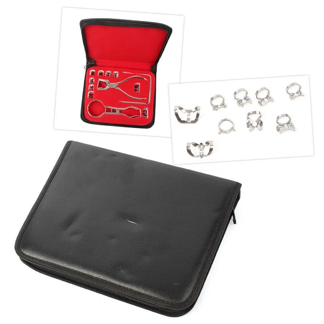 12Pcs Dam Starter & Frame Punch Clamp Tool Dental Surgical Instrument Kit Rubber